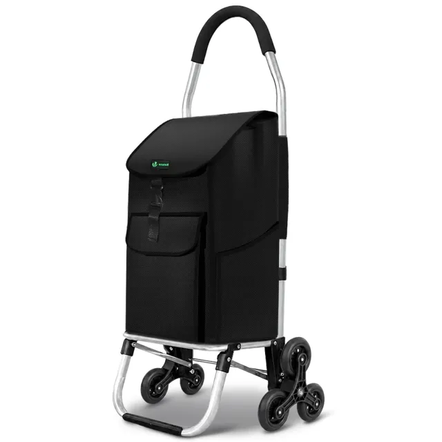 VOUNOT Carrello spesa saliscale alluminio nero 58L