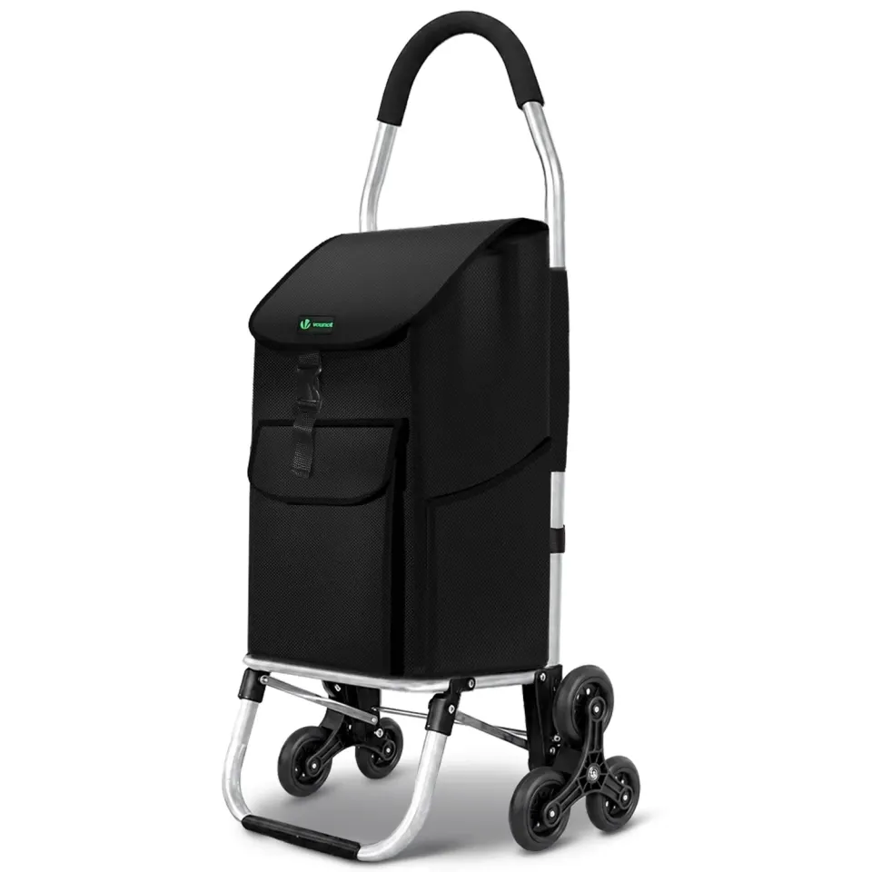 VOUNOT Carrello spesa saliscale alluminio nero 58L