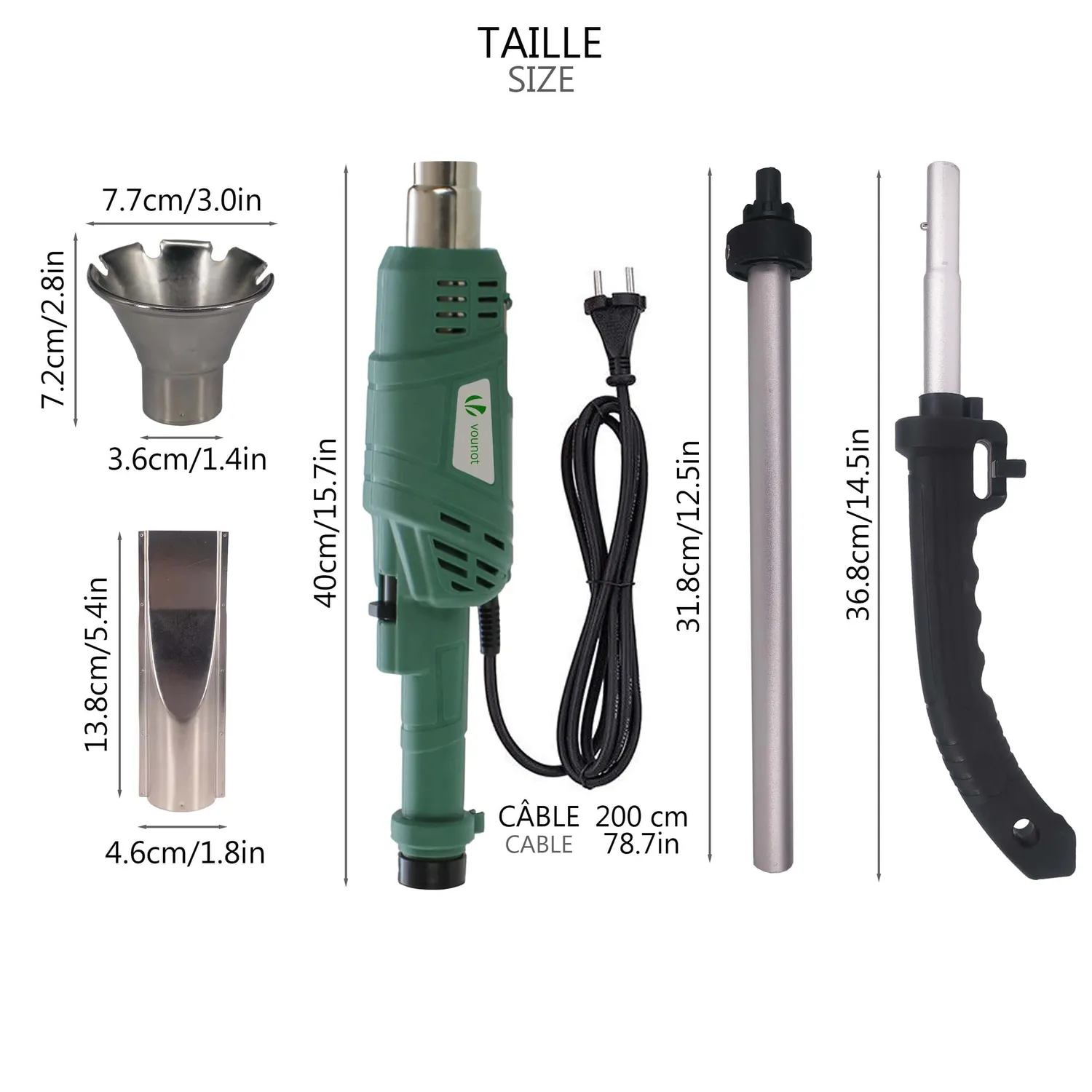 VOUNOT Diserbante elettrico 2000W con cavo 5 m