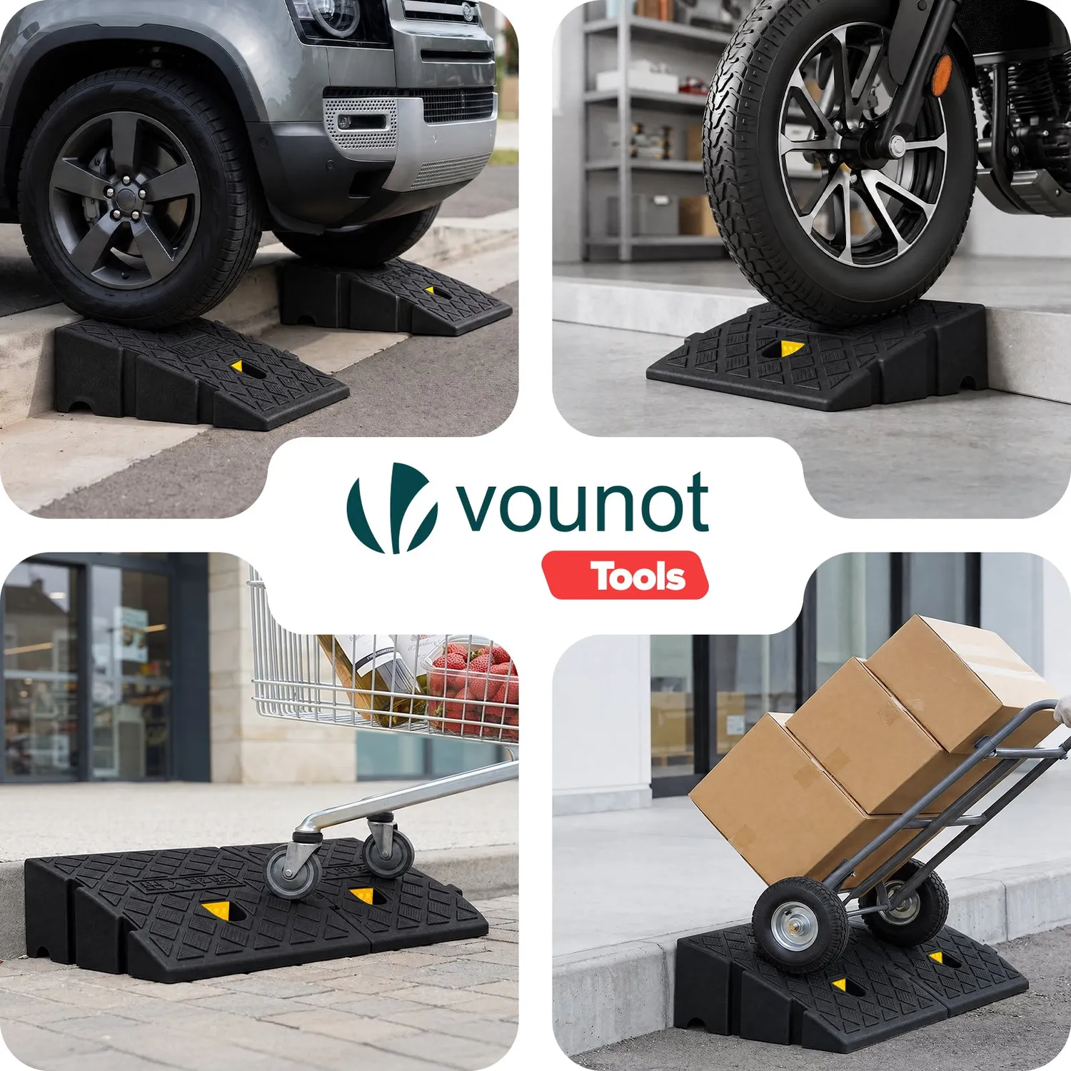 Vounot Rampa Marciapiede 25x27x11 cm Nera 2 Pezzi