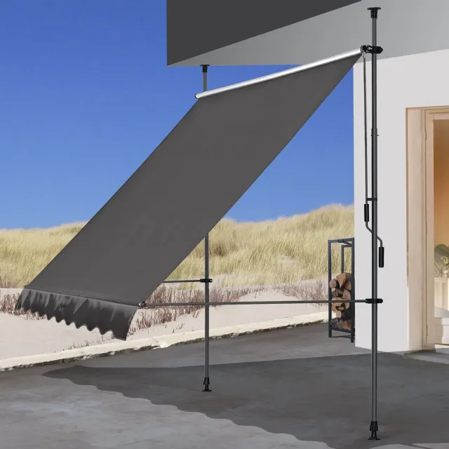 Quick Star tenda da sole a morsetto 300x130 cm grigia senza fori