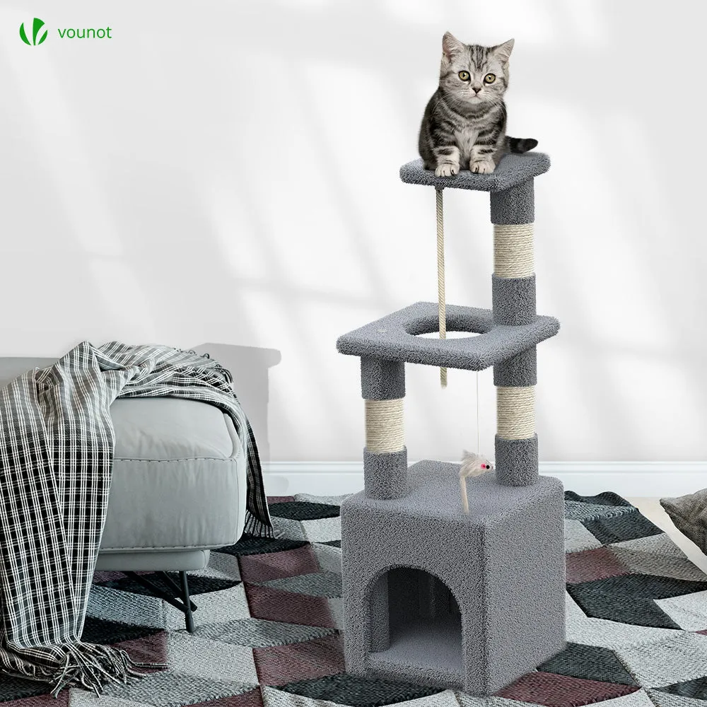 VOUNOT albero tiragraffi 88 cm grigio con cuccia