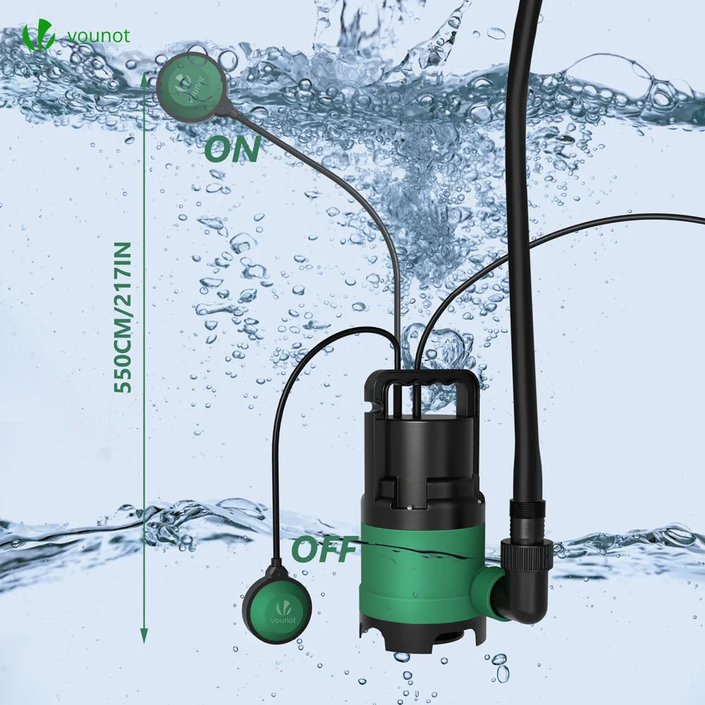 Vounot Pompa Sommersa Acque Sporche 8000 L/h Verde