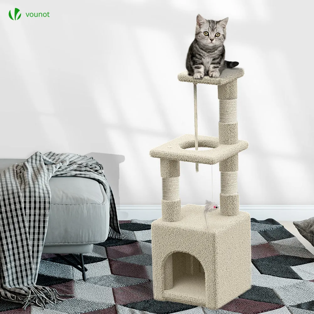 Vounot albero tiragraffi per gatti 88 cm beige con cuccia