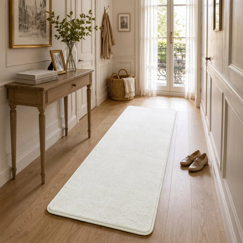 Vounot tappeto pelo raso 60x180cm crema antiscivolo morbido
