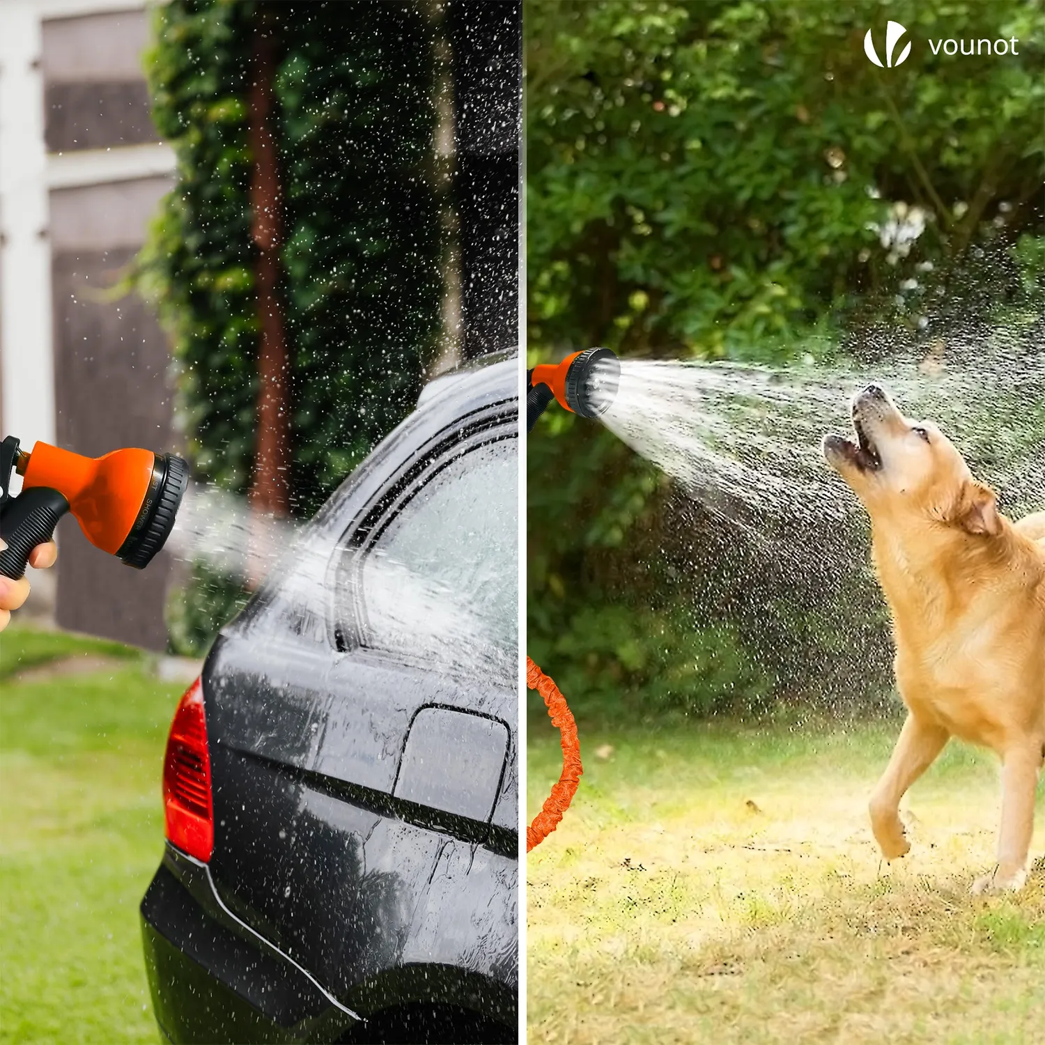 Vounot Tubo Irrigazione Estensibile 45 m Arancione 10 Getti
