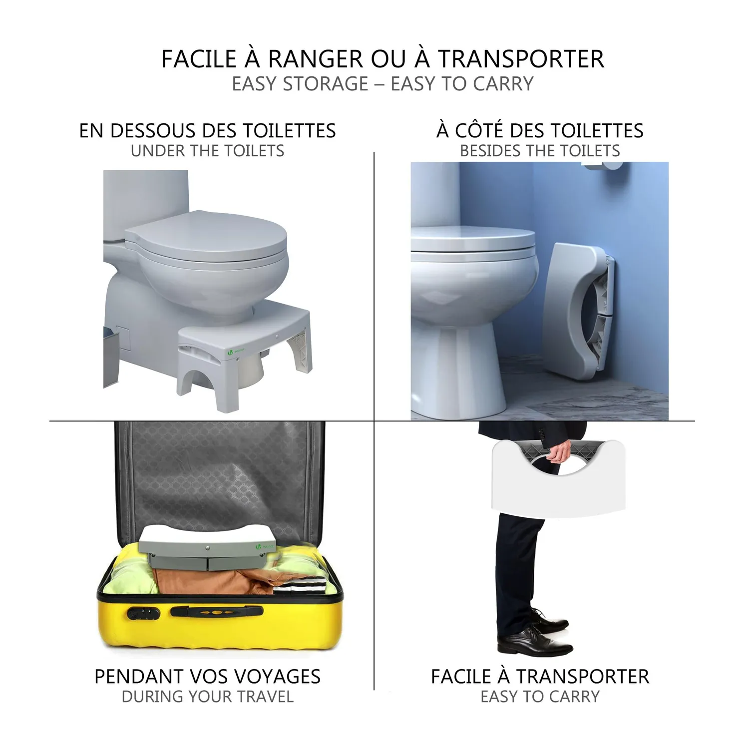 VOUNOT Sgabello WC Fisiologico Pieghevole con Luce Bianco