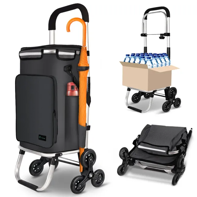 Vounot carrello spesa pieghevole 50L nero 40kg 6 ruote