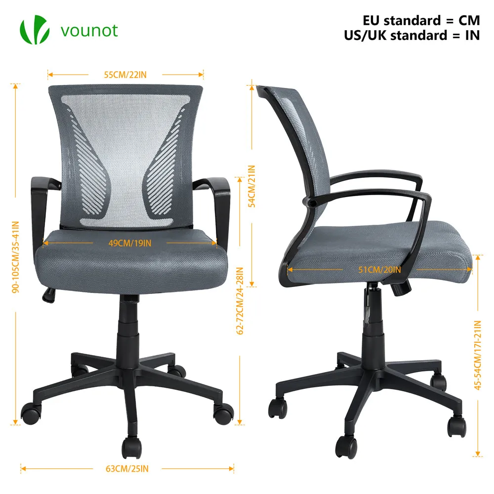Vounot sedia ufficio ergonomica grigia schienale traspirante