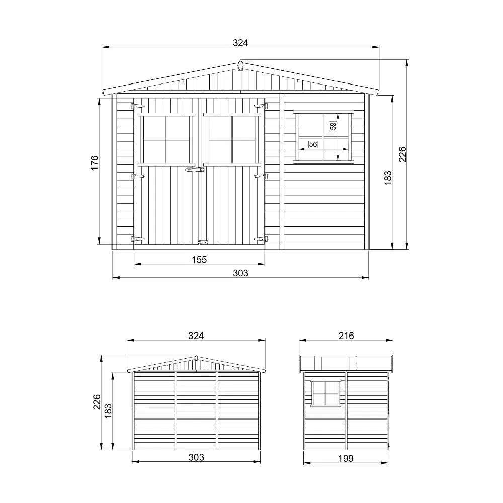 Timbela M334 casetta pannelli legno 303x199 cm 6mq