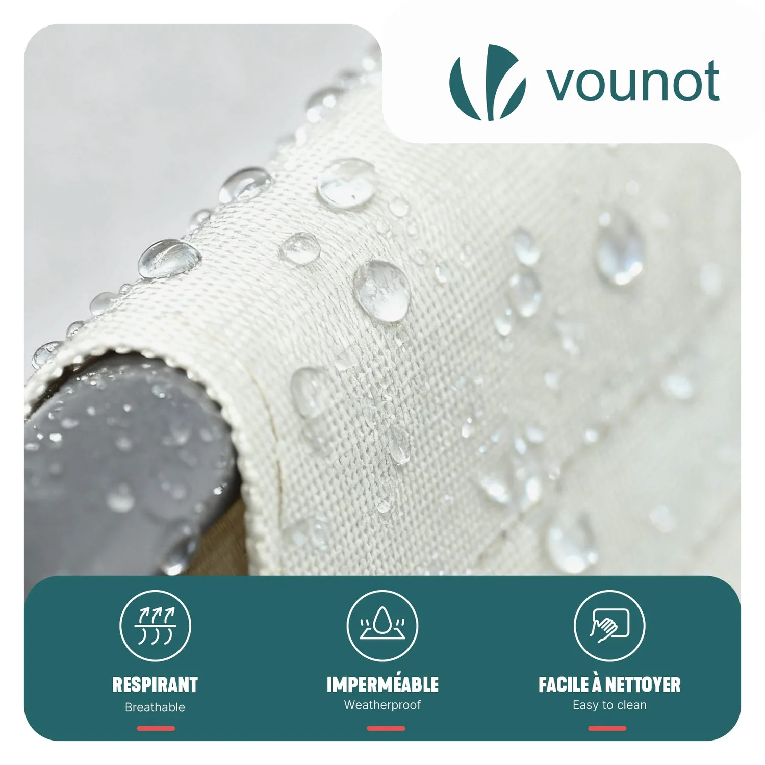 VOUNOT lettino prendisole beige 2 pezzi parasole orientabile