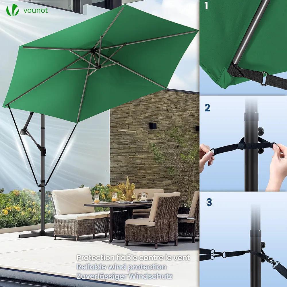 VOUNOT Ombrellone Decentrato 3 m Verde con Custodia