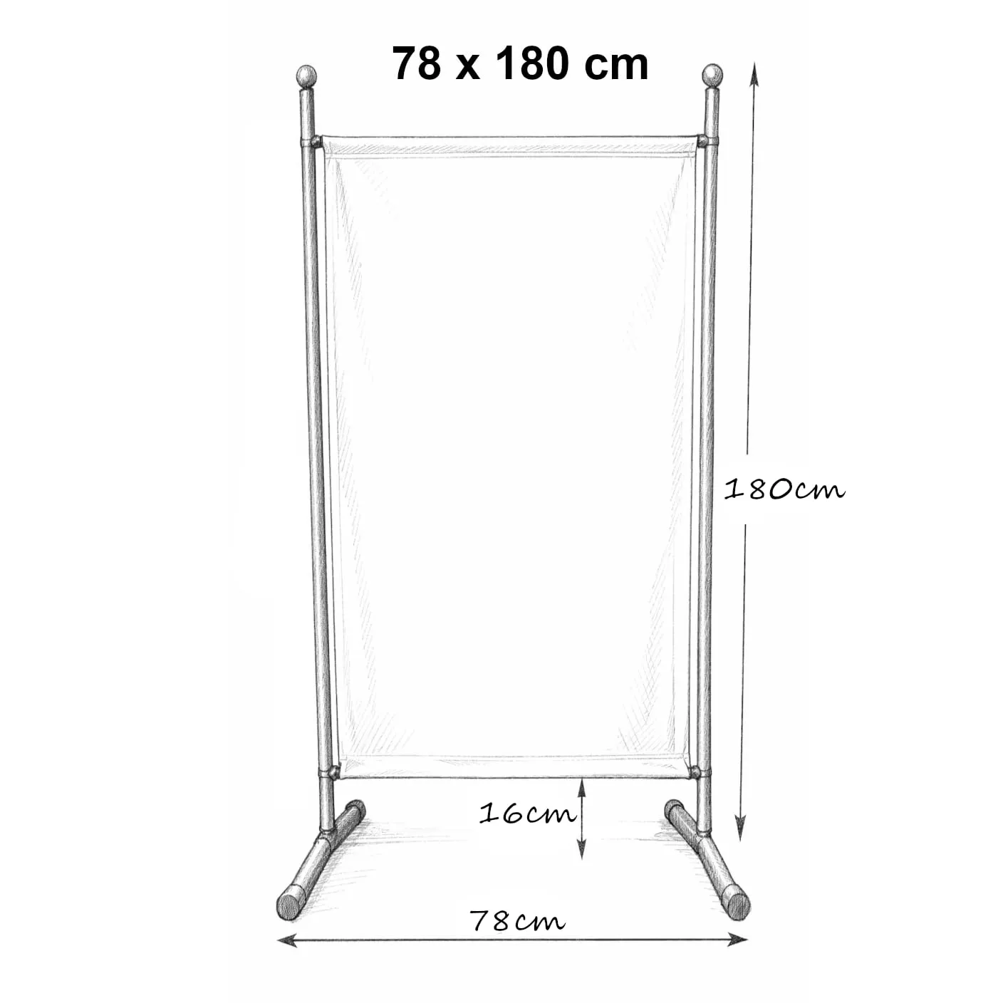 QUICK STAR 180x78 cm divisorio tessuto grigio da balcone