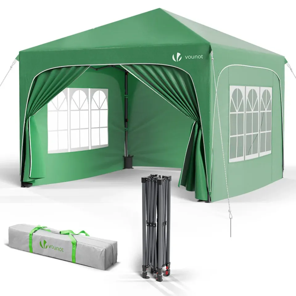 Vounot gazebo giardino pieghevole 3x3 m verde con pareti