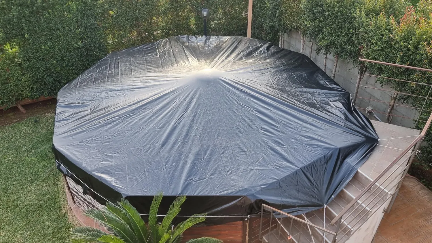 Quick Star telo piscina rotonda 420 cm nero 200 g/mq invernale