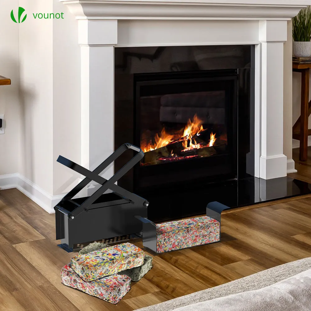 VOUNOT Pressa bricchette carta acciaio nero 26x9x12cm