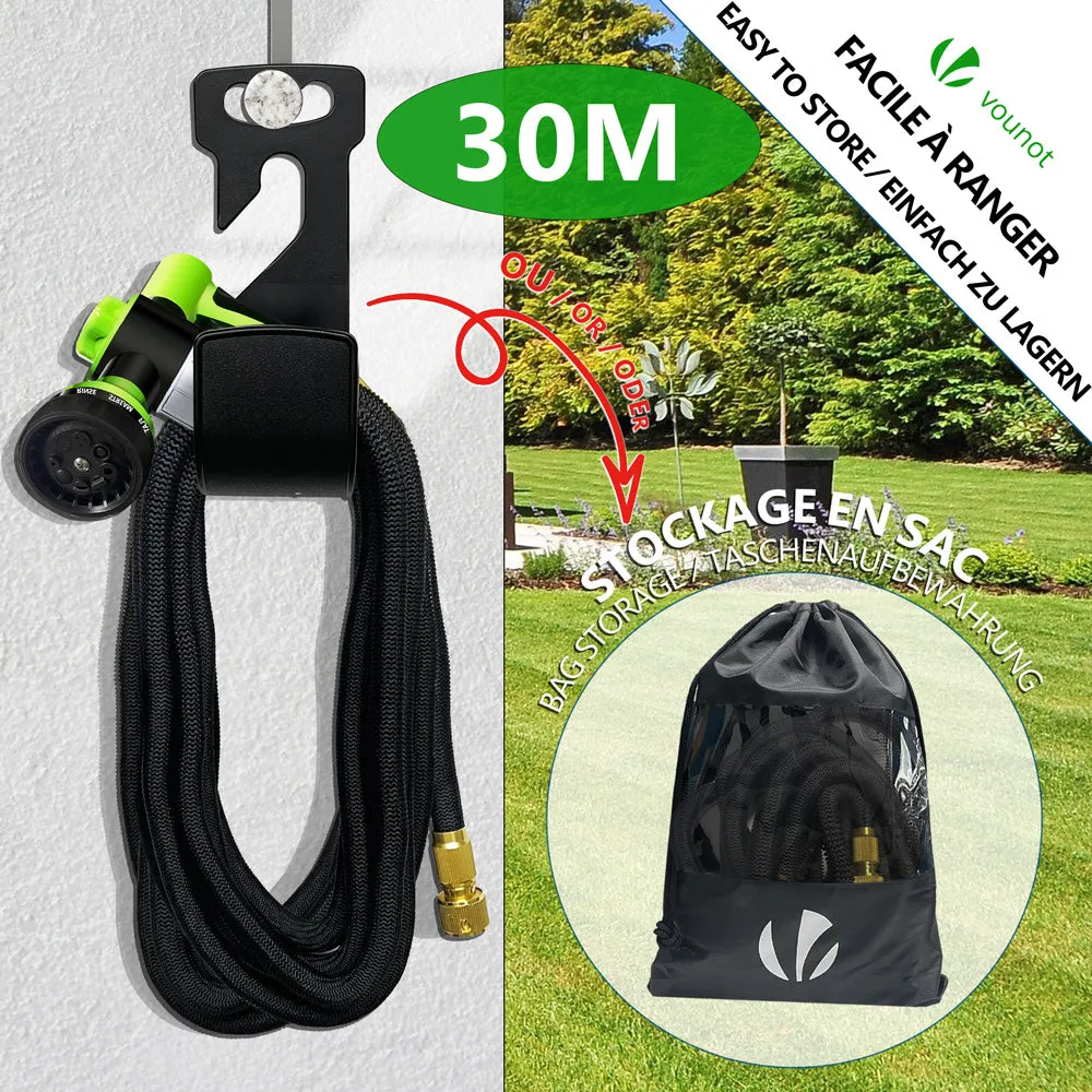VOUNOT Tubo Giardino Estensibile 30m Nero 8 Getti + Schiuma