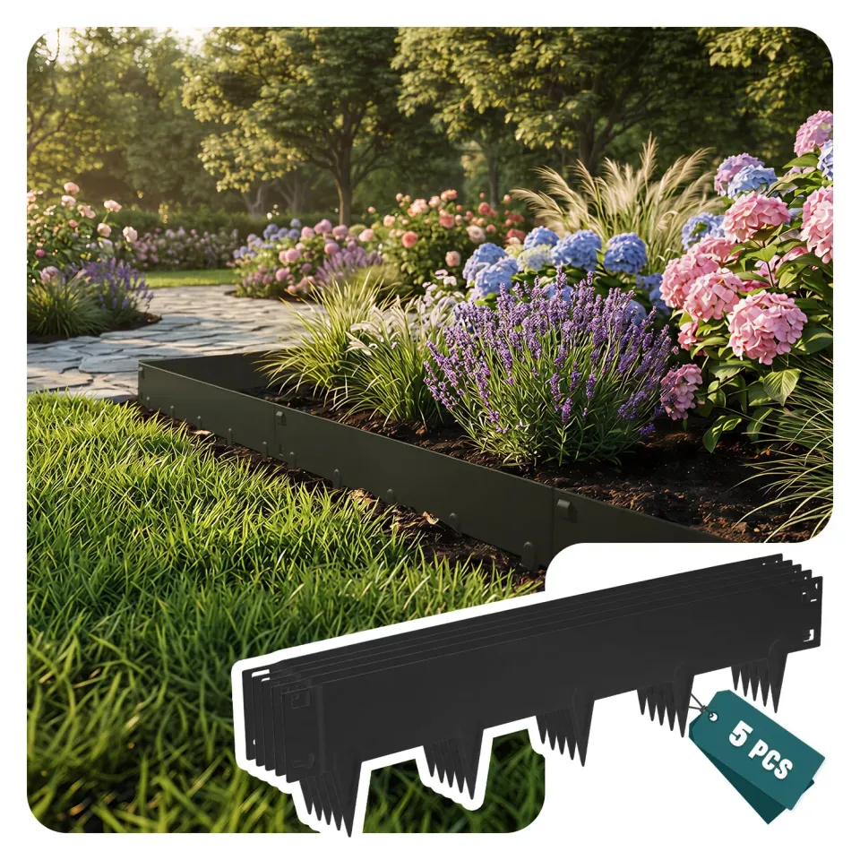 Vounot bordure giardino acciaio nero 106 cm 5 pezzi