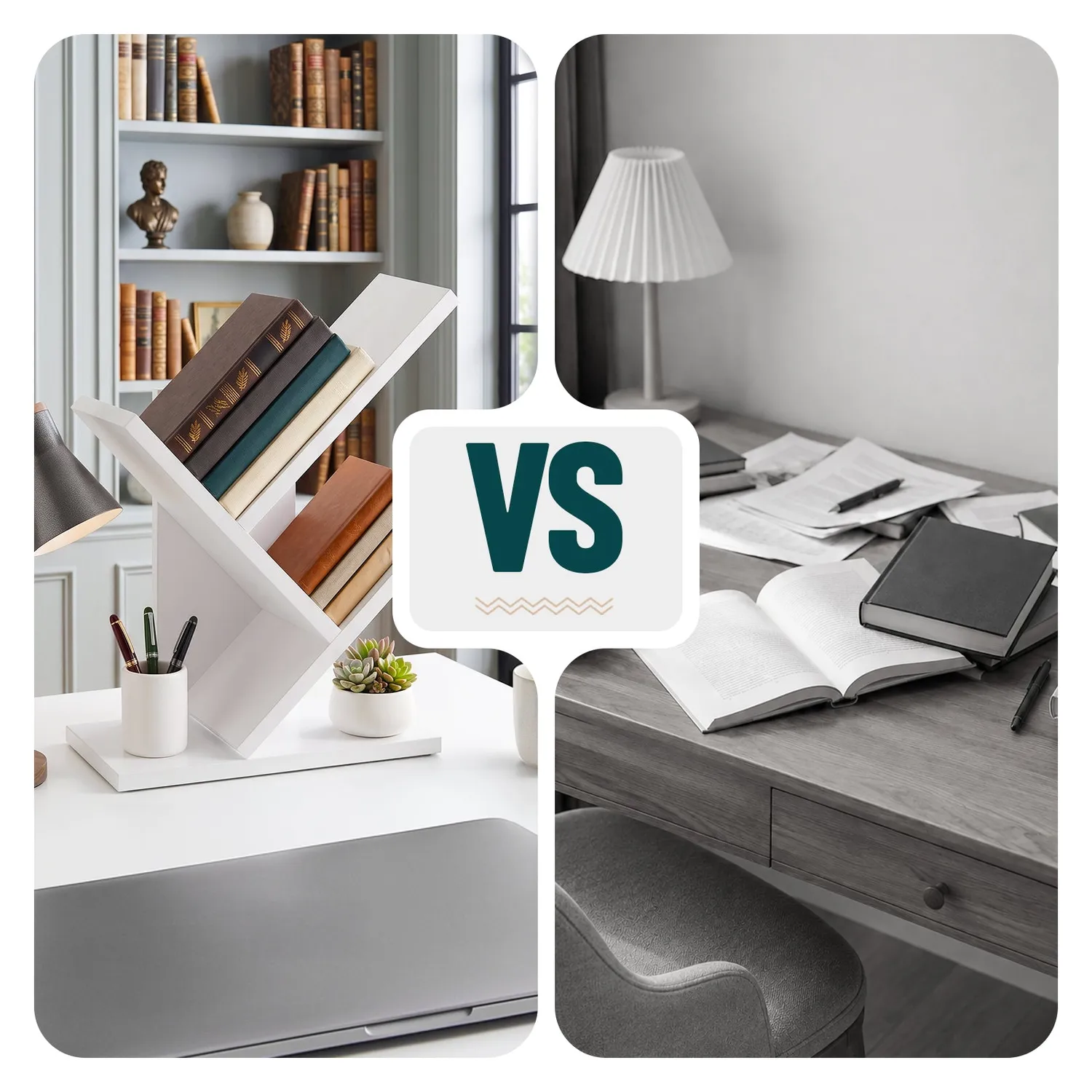 VOUNOT Arbre Libreria Albero Bianca 30x16x40,5 cm 2 Ripiani