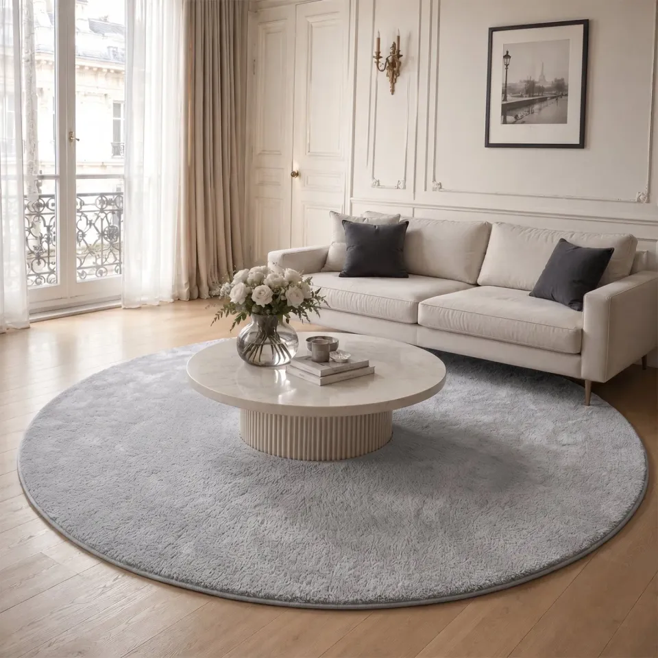 VOUNOT Tappeto Salotto Pelo Raso Tondo 200cm Grigio Morbido