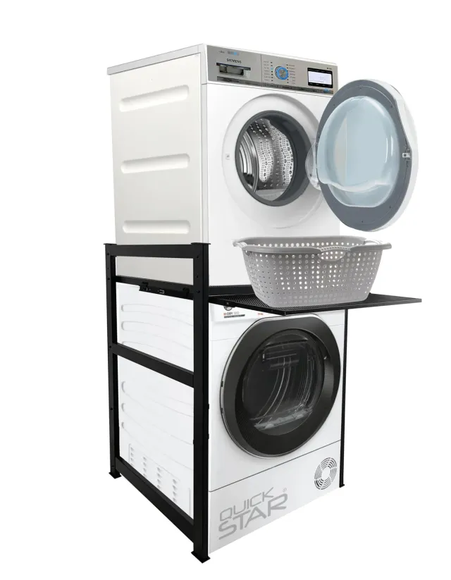 QUICK STAR Scaffale Lavatrice Nero con Vassoio 74x65x111 cm