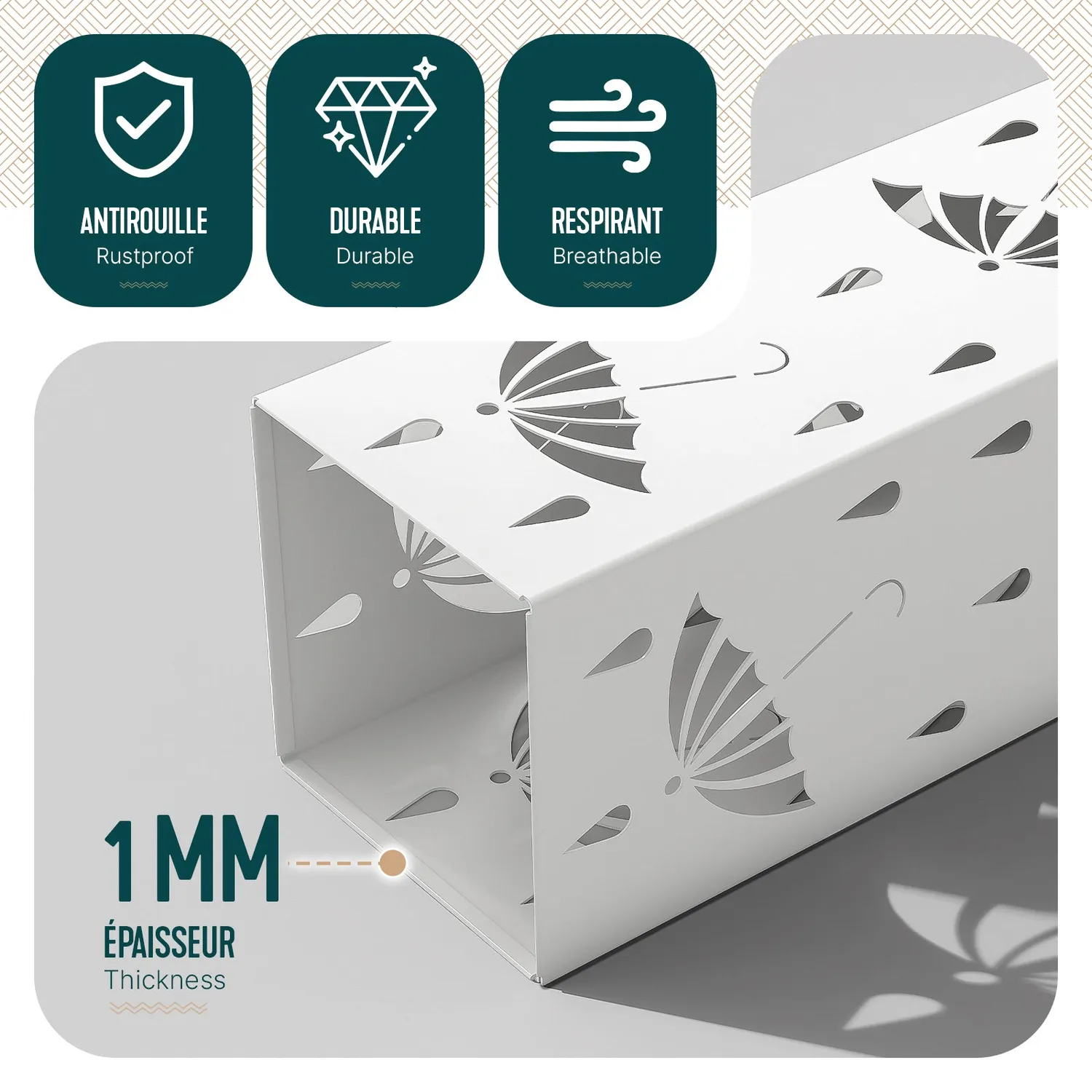 VOUNOT Portaombrelli Metallo Bianco 15,5cm con Ganci