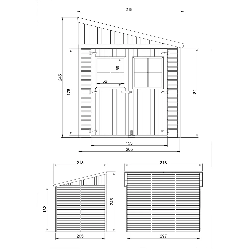 Timbela M339A capanno legno 205x297 cm 6 m2 a pannelli