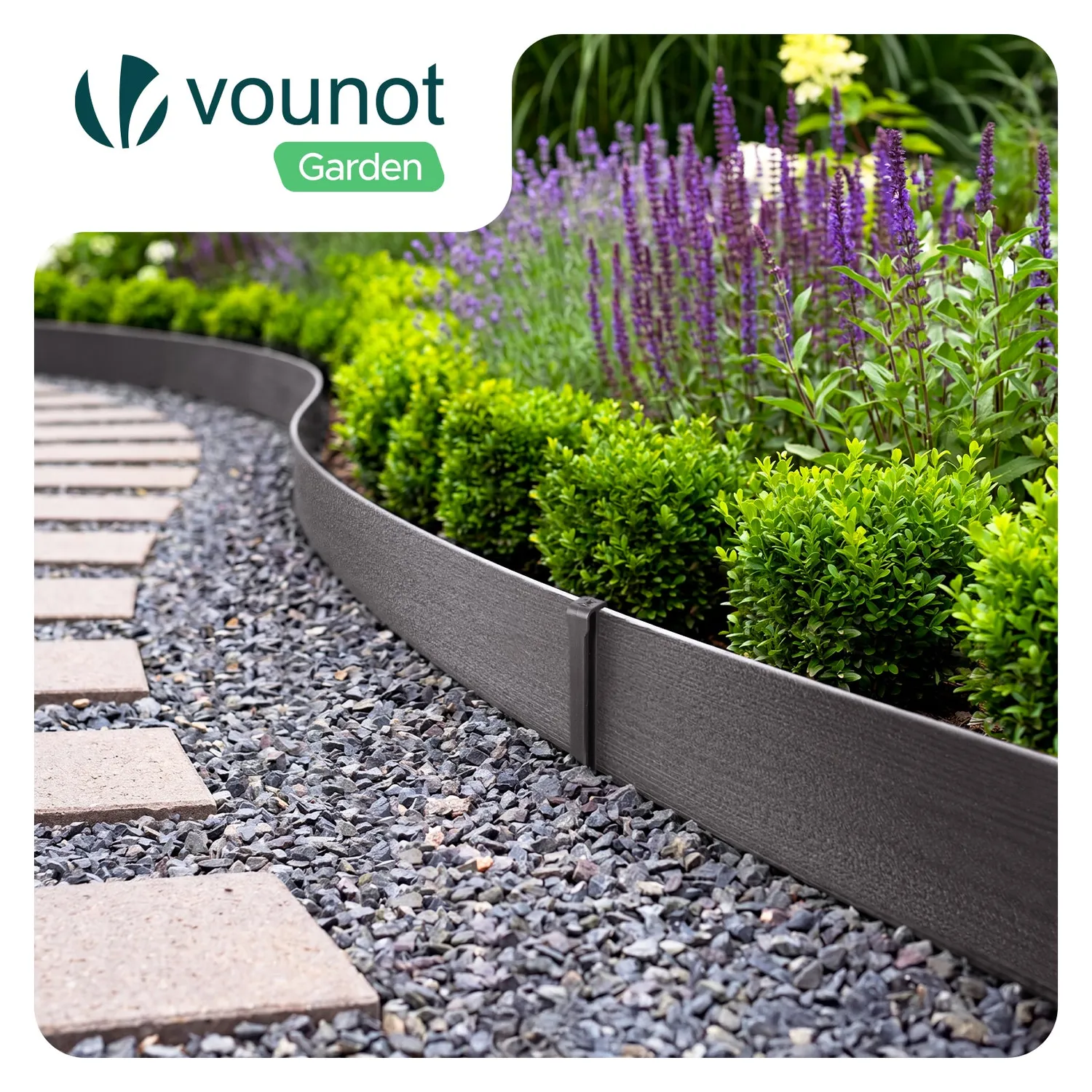 Vounot Bordura Giardino PE 20m Grigia 8 cm