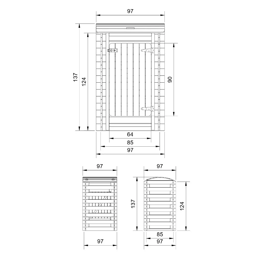 Timbela M606 box legno per bidoni 97x97 cm 1 m²