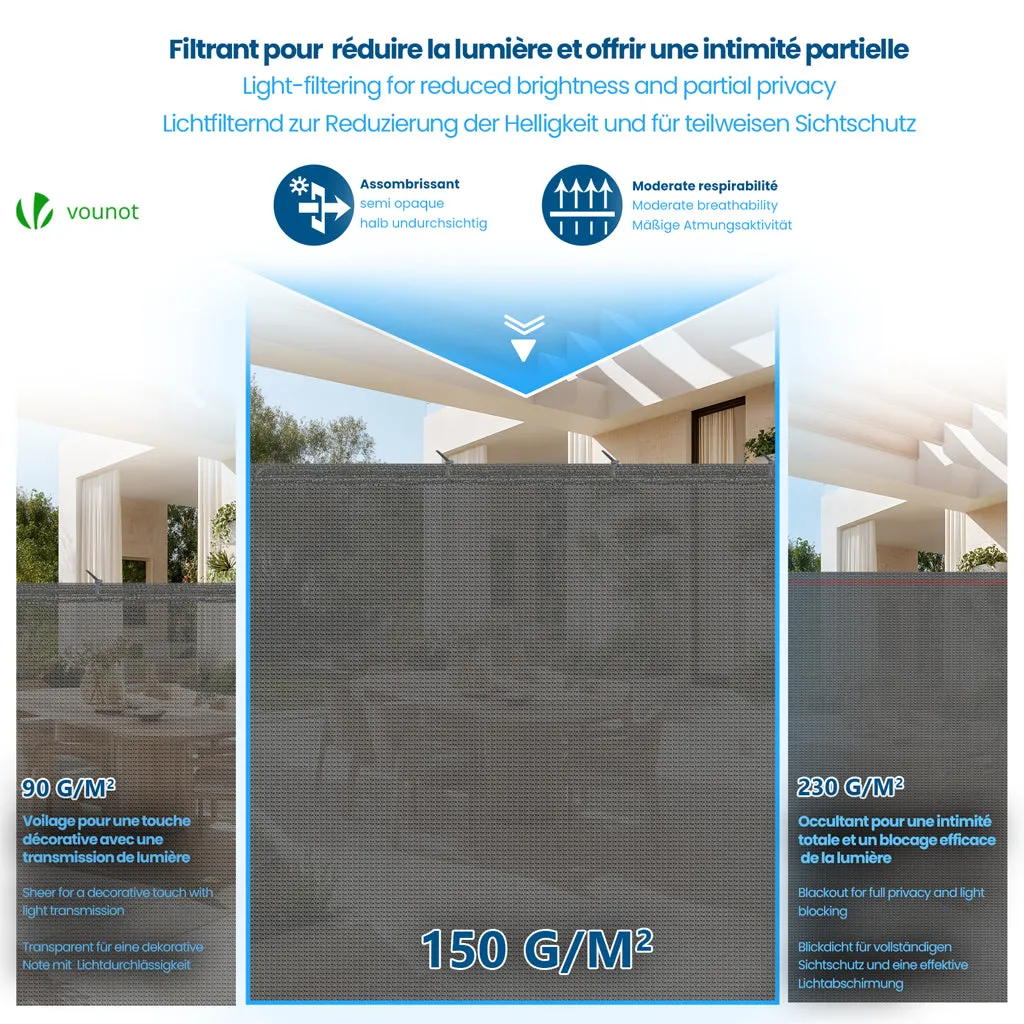 VOUNOT telo frangivista 1,8x20 m grigio HDPE 150g occultante