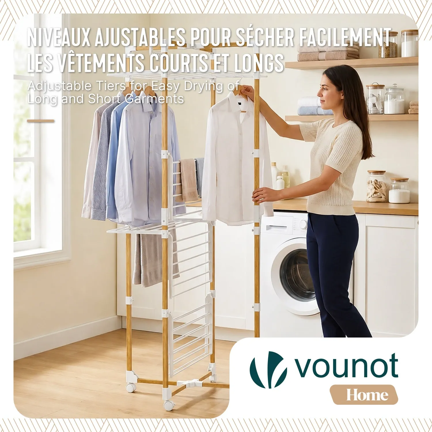 VOUNOT Stendibiancheria Verticale Torre 4 Livelli Bianco