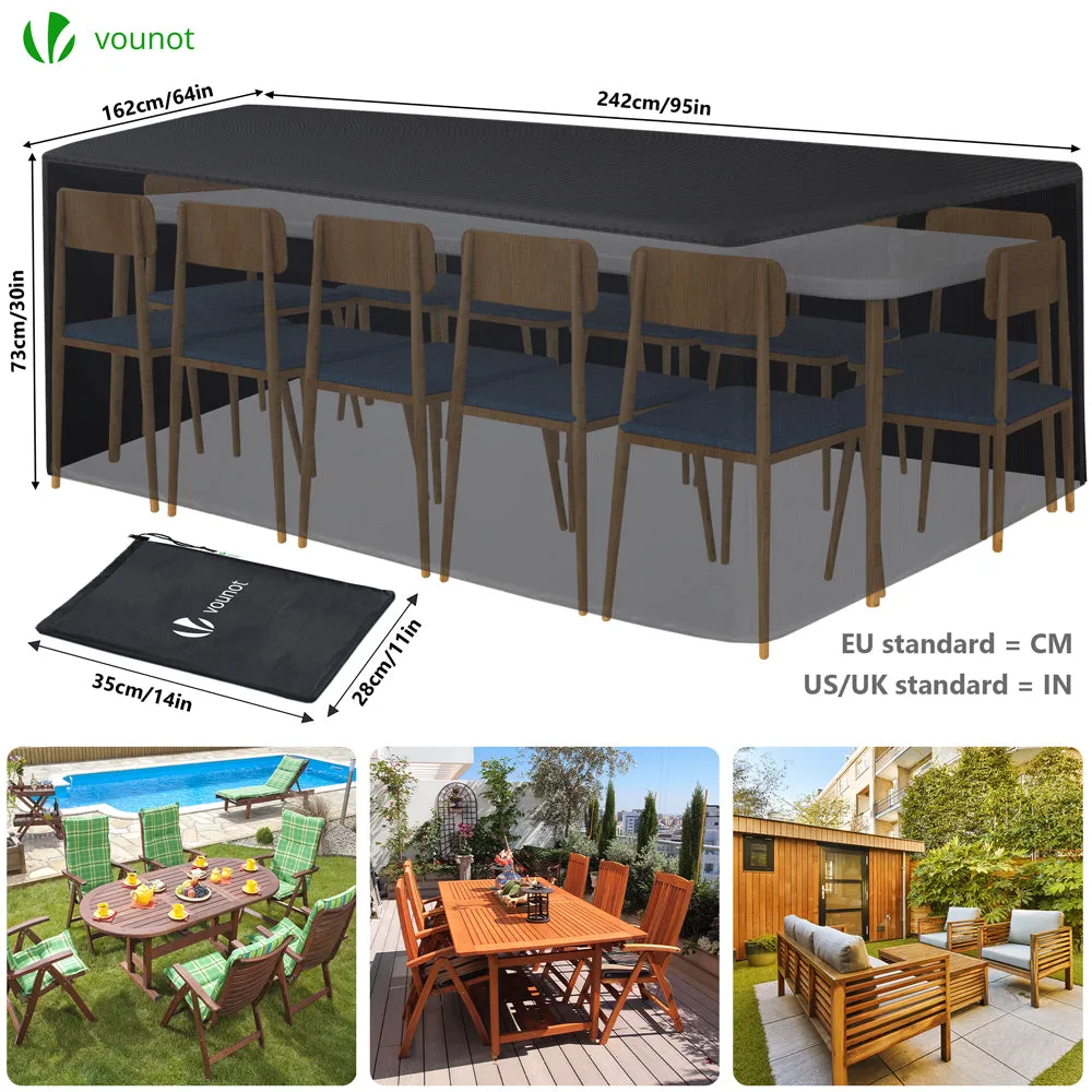 VOUNOT Telo copertura mobili giardino 242x162x73 nero 420D