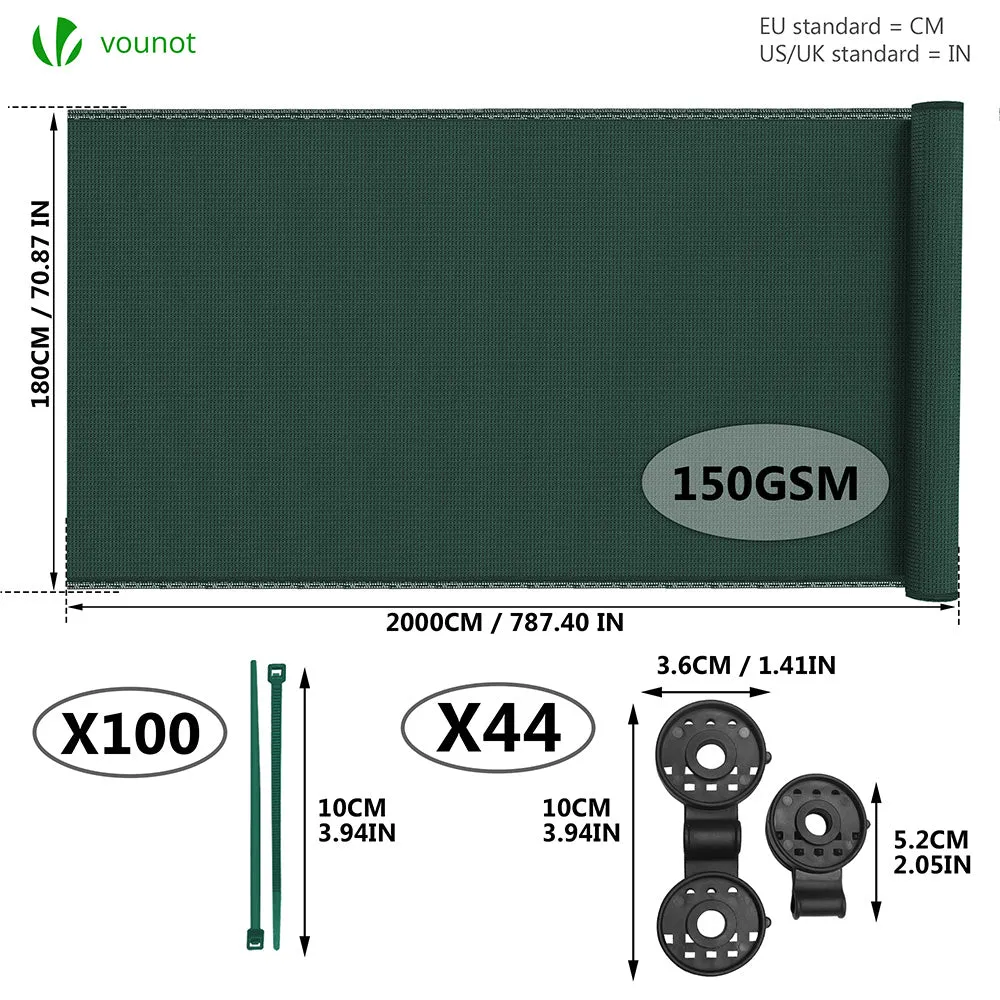 VOUNOT Frangivista HDPE 150g 1,8x20 m Verde 85%