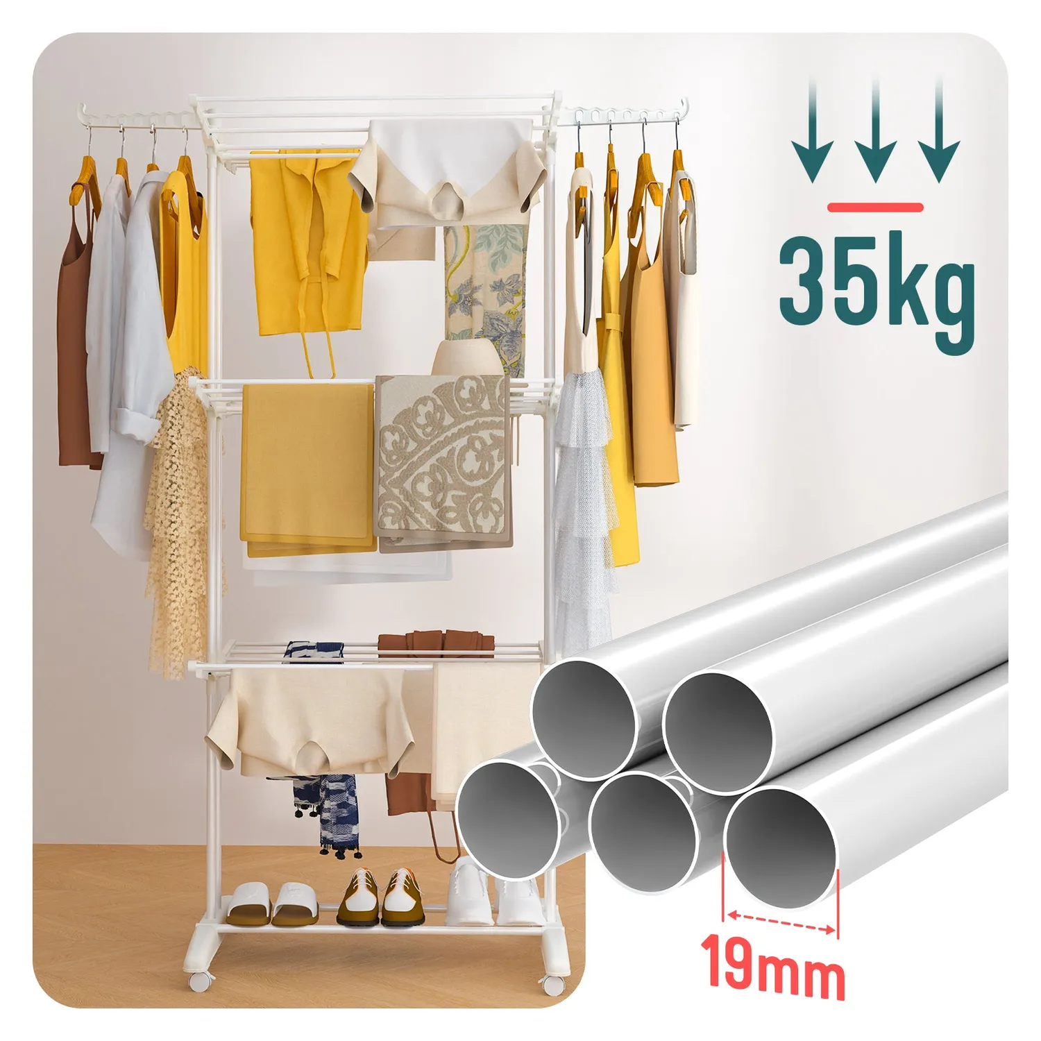 Vounot Stendibiancheria Torre 4 Livelli 125cm Bianco