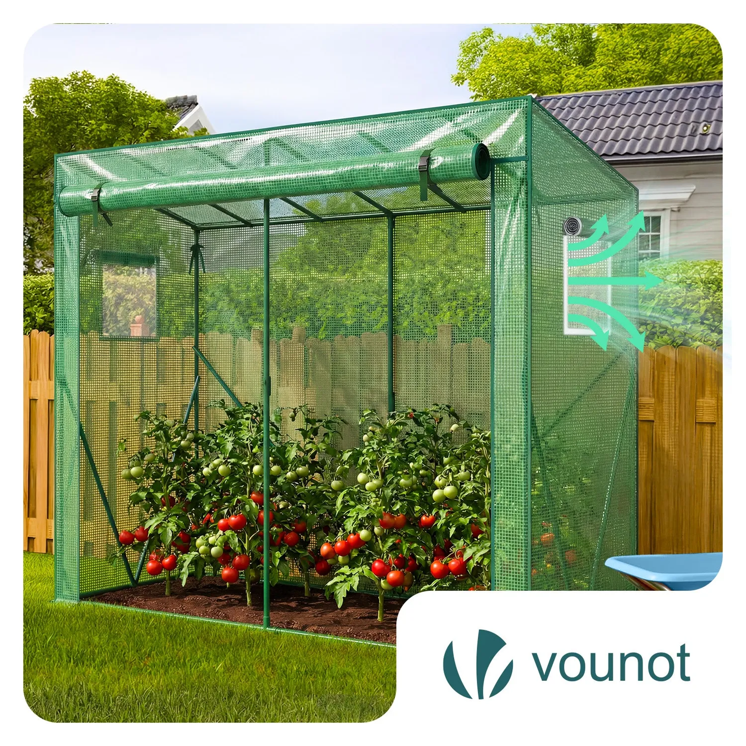 VOUNOT serra da giardino 200x77x170 cm verde con porta pomodori