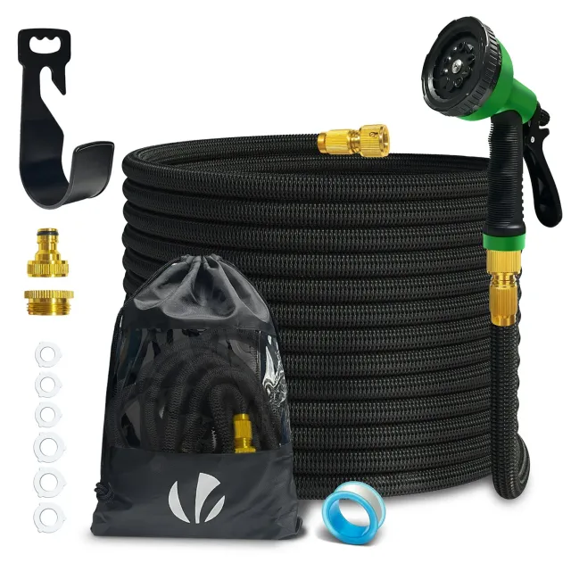 VOUNOT Tubo giardino estensibile 15m nero 10 getti