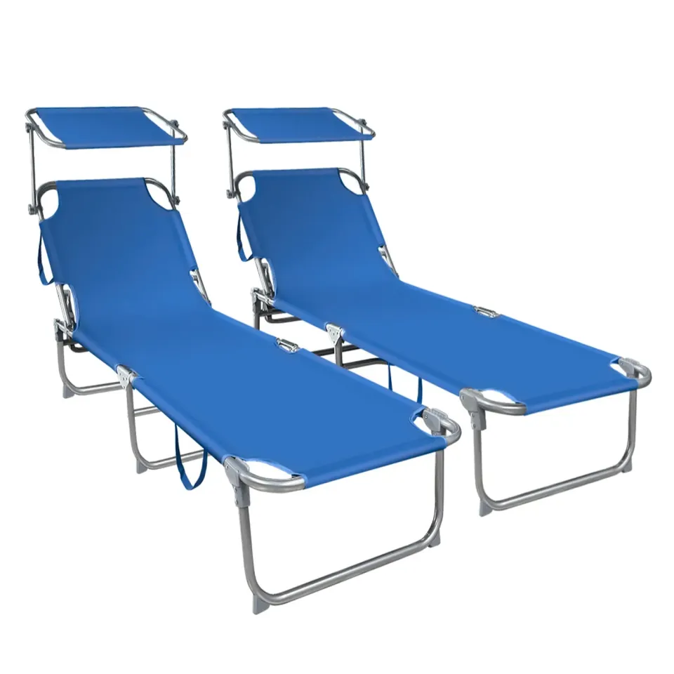 Vounot lettini prendisole pieghevoli blu 2 pezzi con parasole