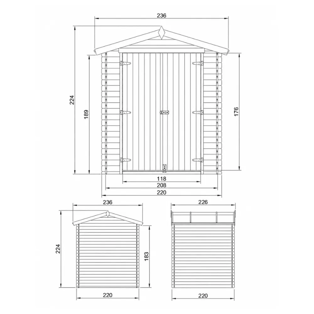 Timbela M369C1 casetta legno 220x220 cm 4 m2 da esterno
