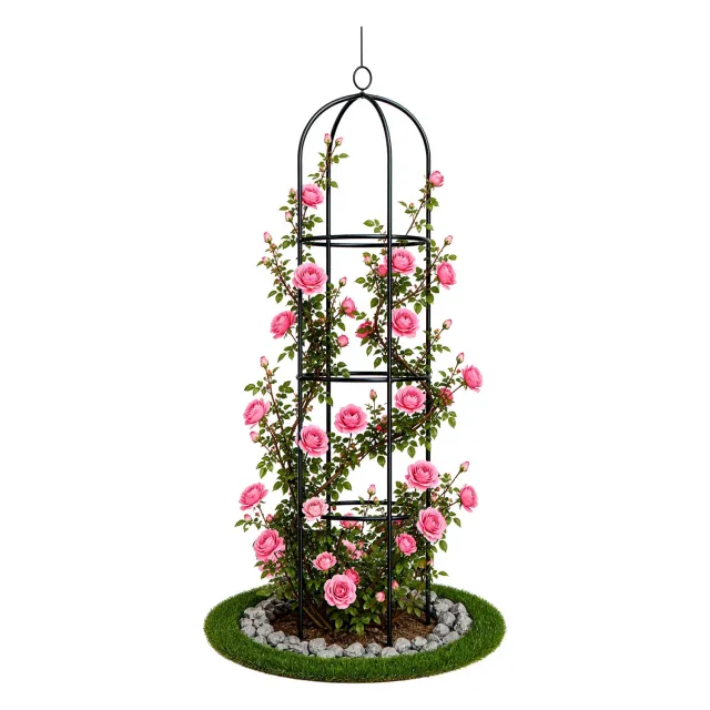 Vounot obelisco da giardino in metallo nero 194 cm modulare