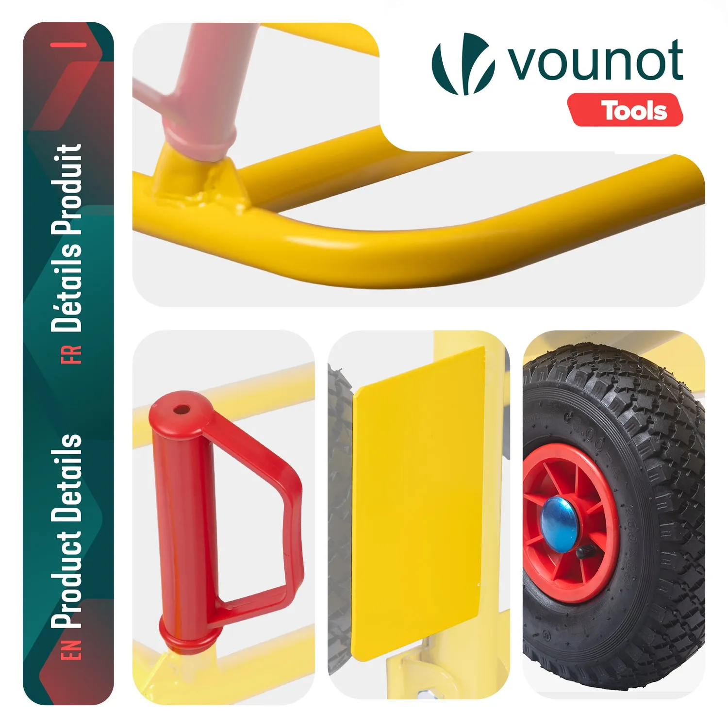 Vounot carrello trasporto pieghevole giallo 200 kg ruote