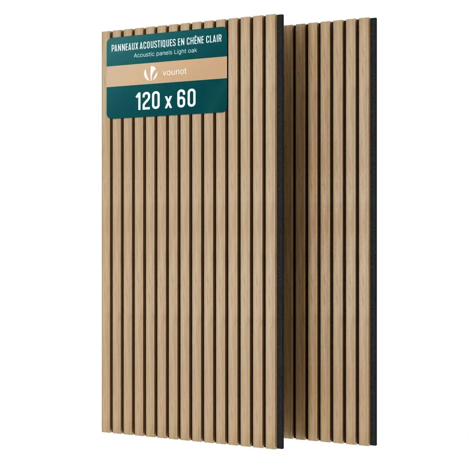 VOUNOT Pannelli Acustici 120x60 Rovere Chiaro 2 Pz Fonoassorbenti