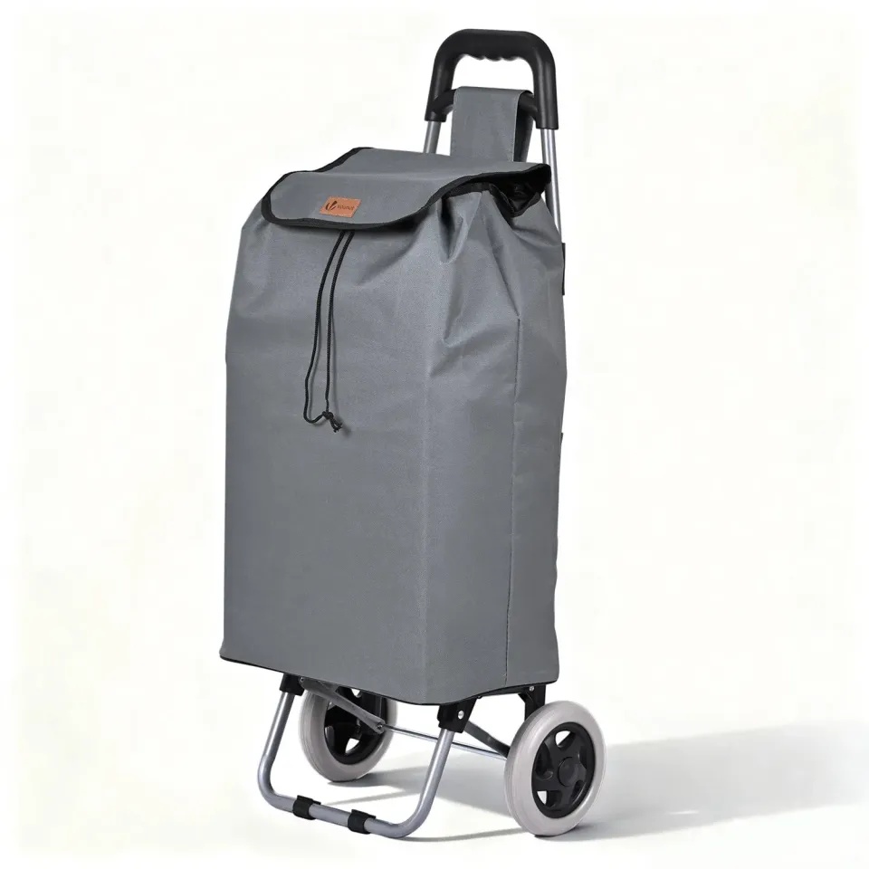 VOUNOT Carrello spesa pieghevole grigio 2 ruote 59L