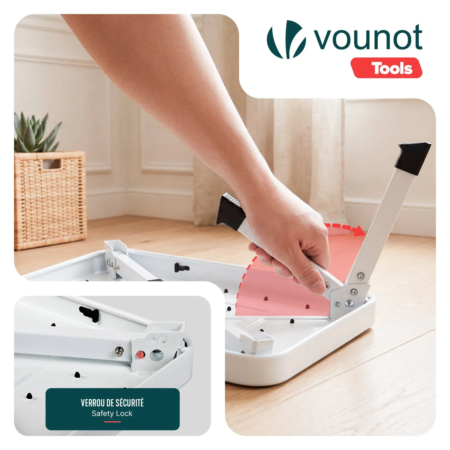 VOUNOT scalino pieghevole acciaio bianco 150kg