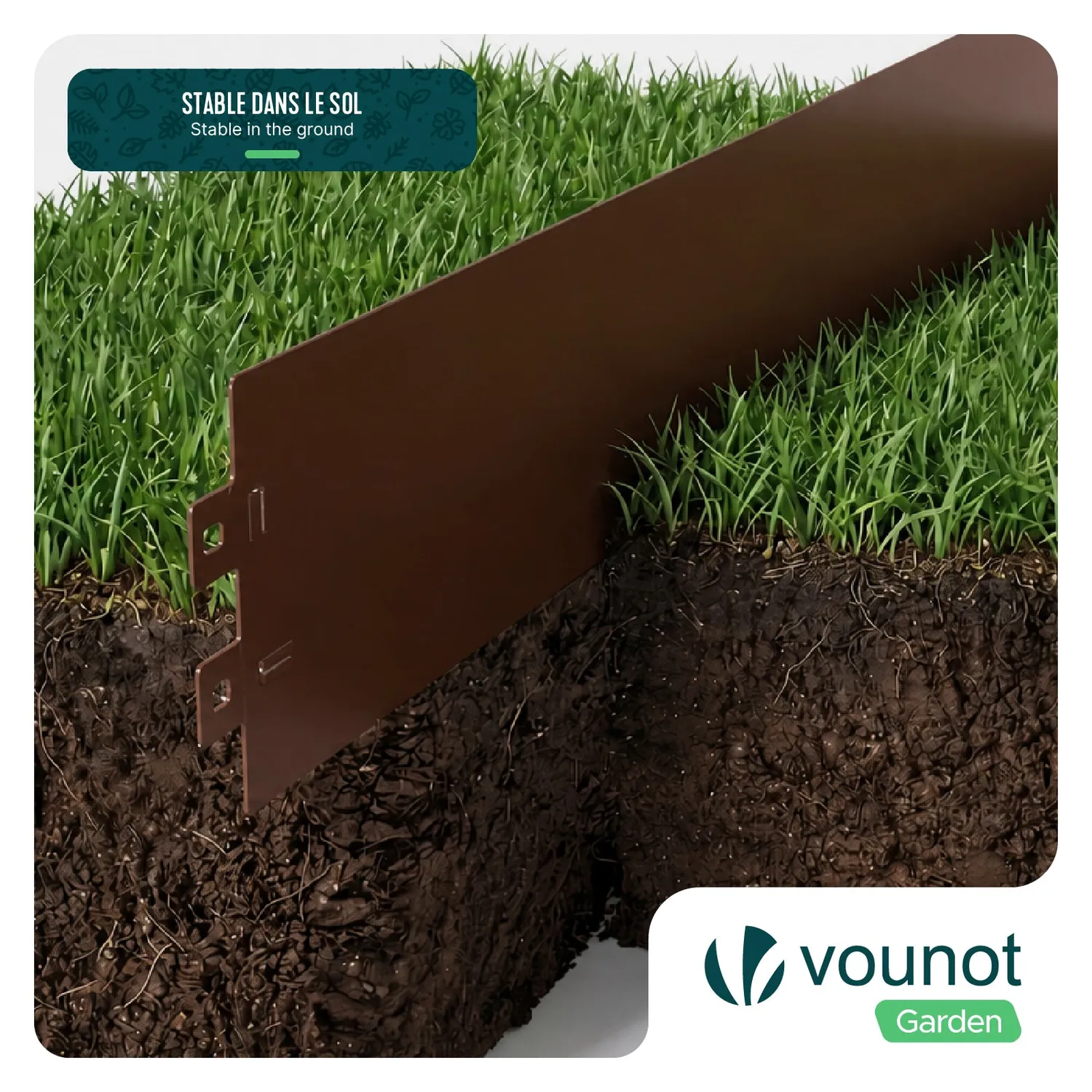 VOUNOT Bordura giardino metallo 100x13 cm marrone 30 pezzi