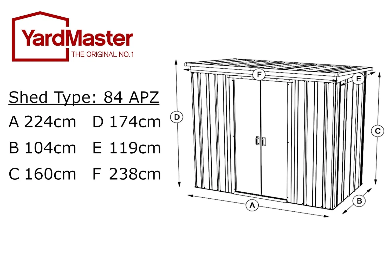 Yardmaster Castleton 8x4 casetta metallo tetto monopendenza grigia