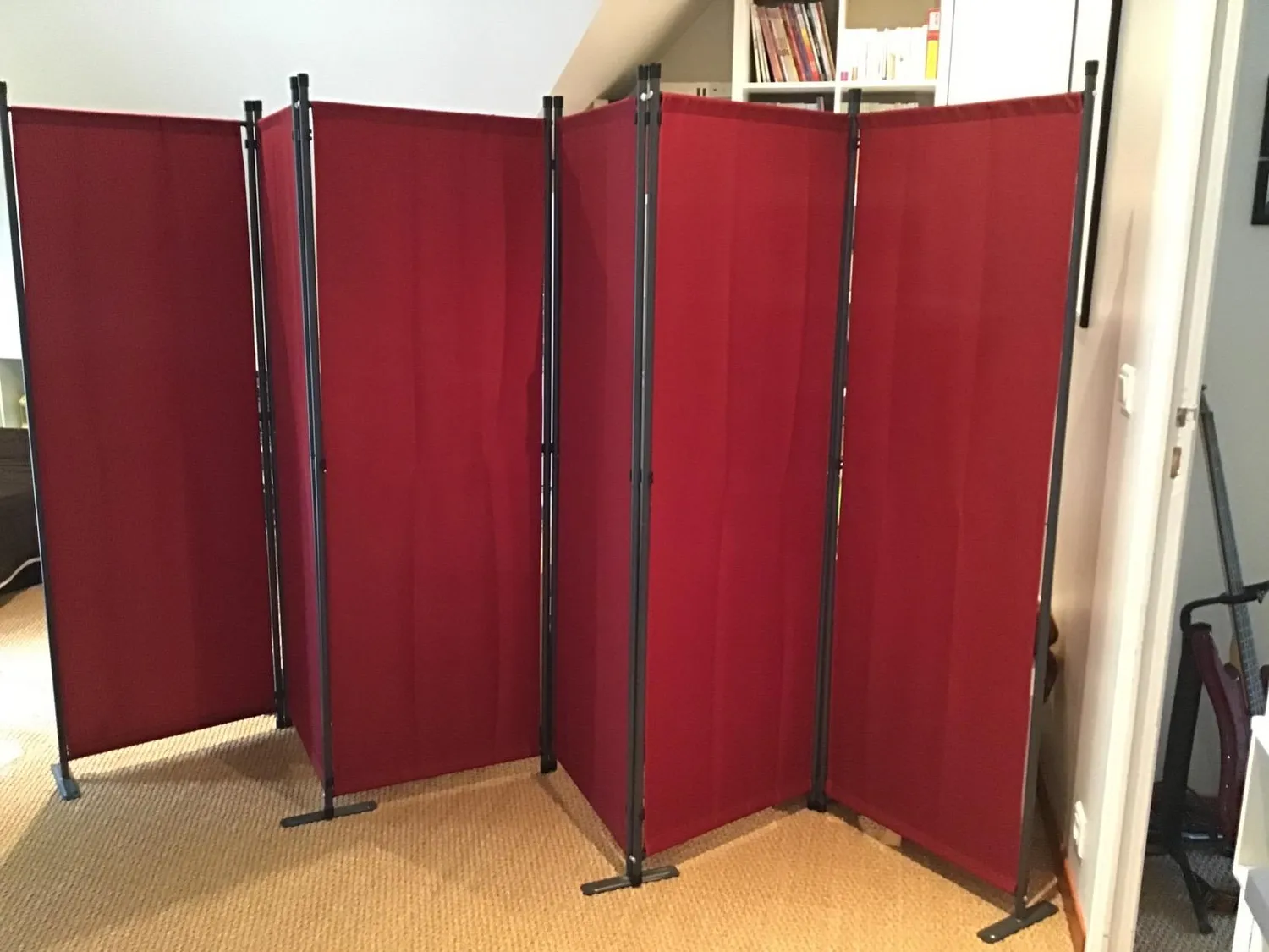 Quick Star Paravento pieghevole 6 pannelli 340x165 rosso rubino opaco