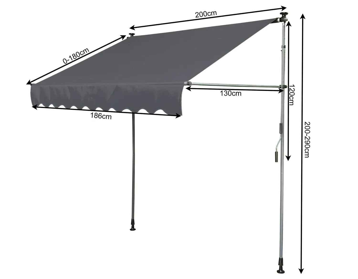 QUICK STAR Tenda a Morsetto 200x130 cm Grigia Senza Fori