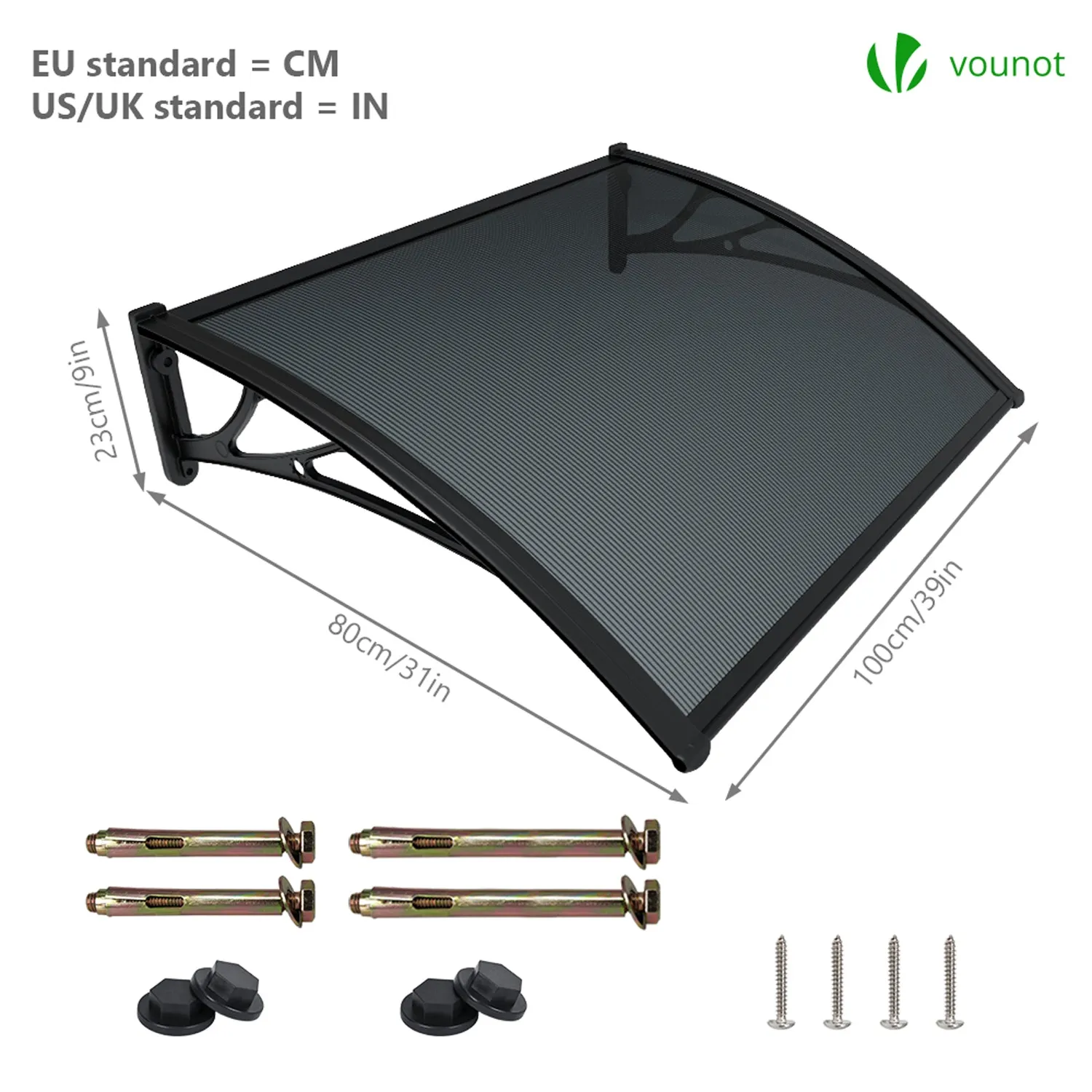 VOUNOT Pensilina 100x80 cm Tettoia Antracite Anti-UV