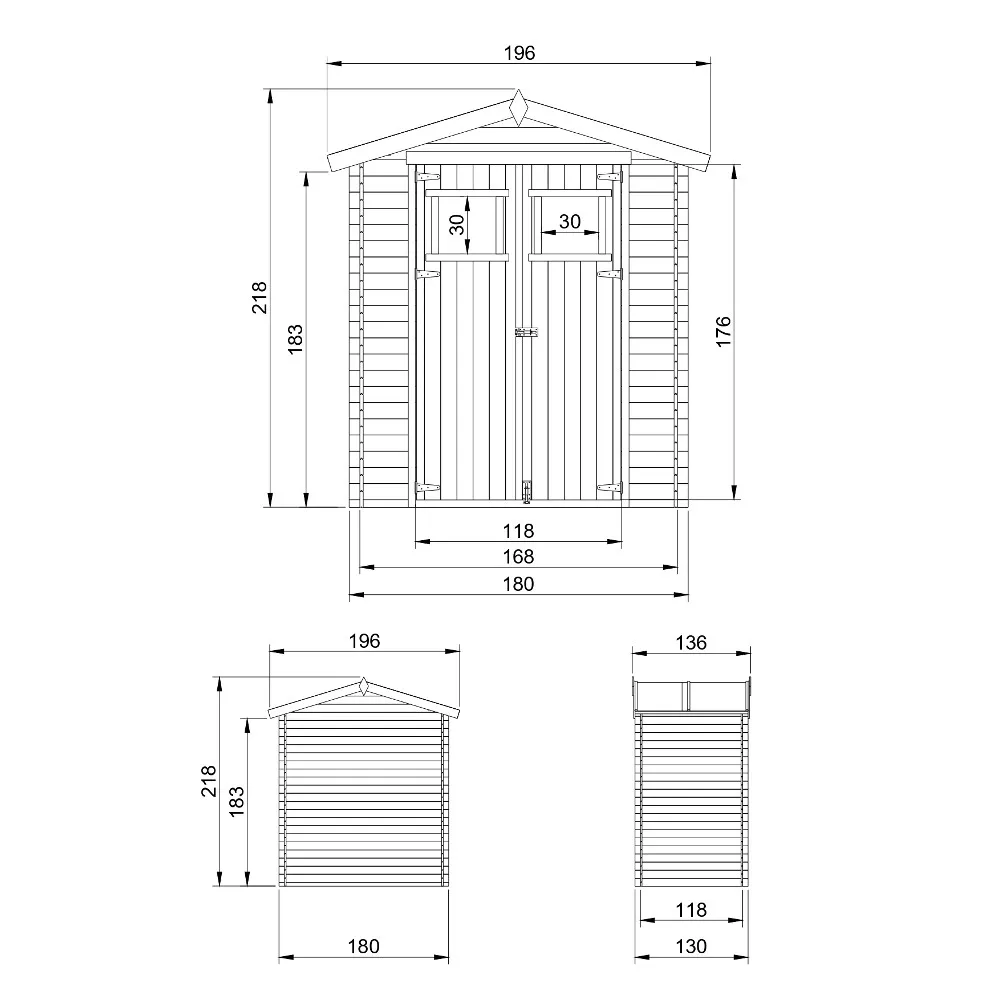 Timbela M367 casetta legno 180x130 cm finestre