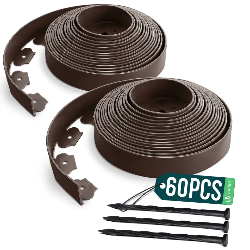 VOUNOT Bordura giardino flessibile 20 m marrone con picchetti